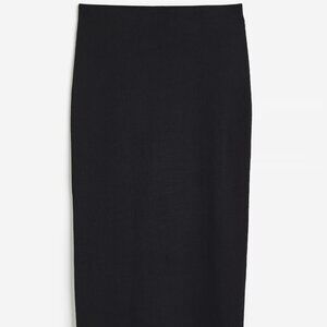 H&M Black Ribbed Midi Pencil Skirt